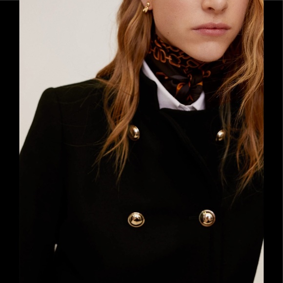 mango black coat gold buttons